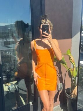 Orange Strappy Bodycon Dress - Sleek Summer Style